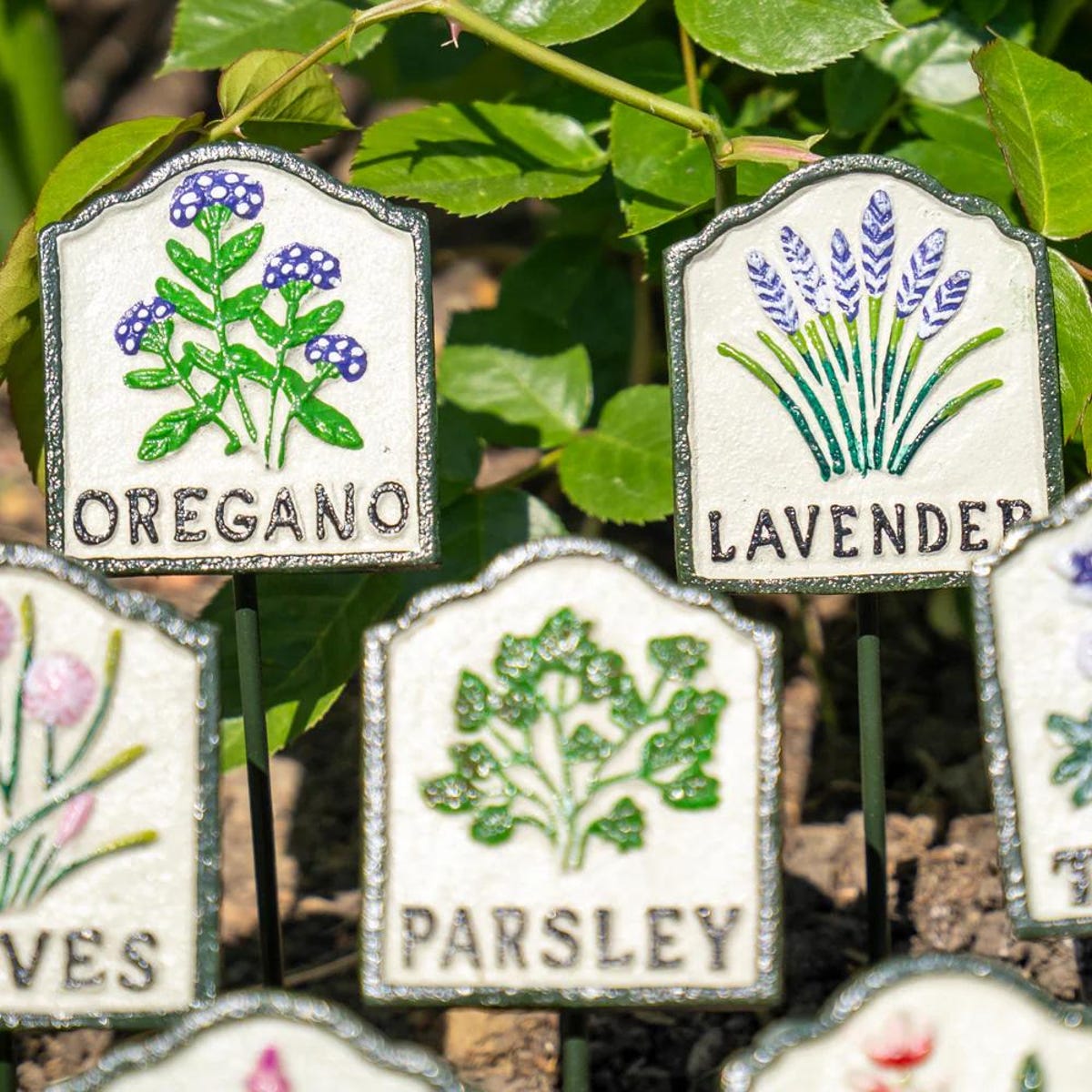Metal Herb Markers - Cast Iron Hand Painted Vegetable / Salad / Flower Labels - Etsy