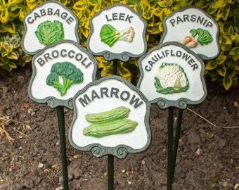 Six Vegetable Plant Signs