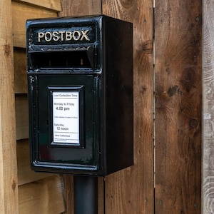 Black Metal Post Box Letterbox with Floor Stand