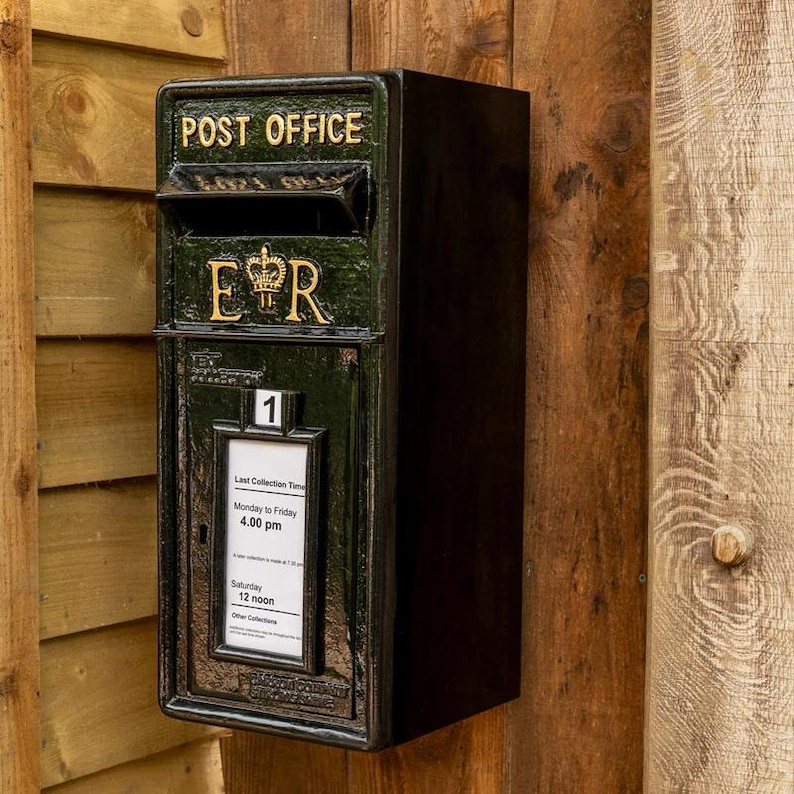 Black ER Letterbox Wall Mounted British Post Box - Etsy