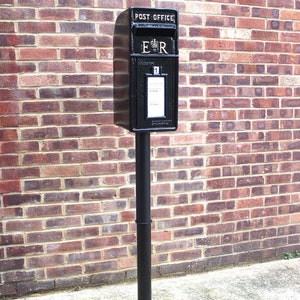 Royal Mail ER Cast Iron Post Box Red, Black and White Mailbox Option on Stand/Wall Mount image 8