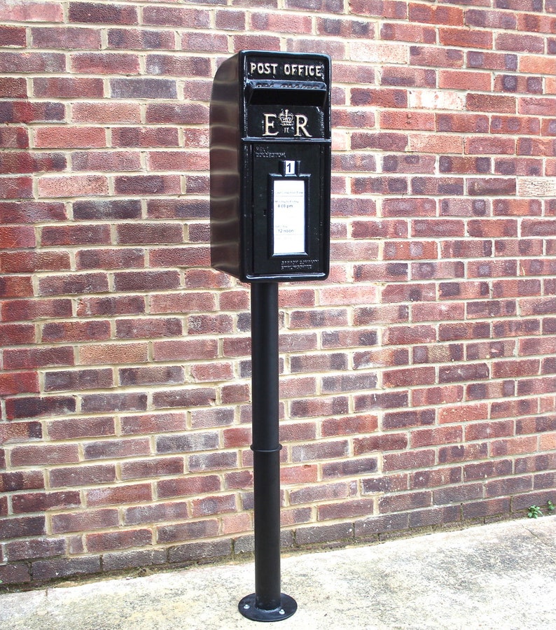 Royal Mail ER Cast Iron Post Box Red, Black and White Mailbox Option on Stand/Wall Mount image 8