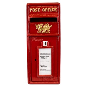 Welsh Cast Iron Royal Mail Red Post Box ER GR VR Letterbox Mailbox ...