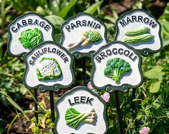 Six Vegetable Plant Signs