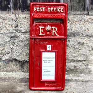 Cast Iron Red ER Post Box Postal Front