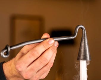 Hand Forged Iron Candle Snuffer - Traditional Pigtail Handle - 6th Anniversary Iron Gift