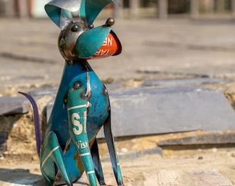 Chien en métal assis de style vintage