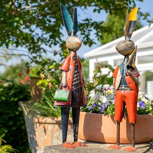 Pair of Metal Rabbit Ornaments