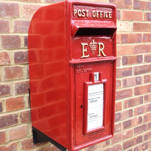 Royal Mail ER Cast Iron Post Box Red, Black and White Mailbox Option on Stand/Wall Mount image 7