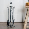 Wrought Iron Twisted Fireside Tool Set (4-Piece)