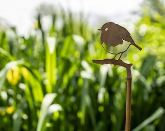 Robin Ornament Perched on Stake Garden Art
