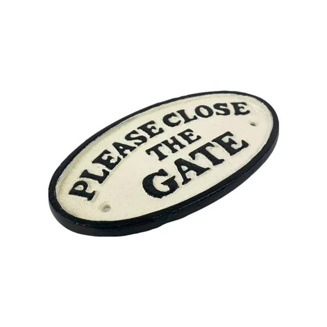 Practical Cast Iron "close the Gate" Sign - Etsy