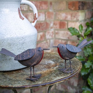 Pair of Metal Tin Robins