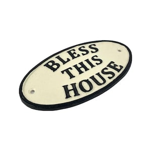 Duurzaam gietijzeren bord 'Bless This House'