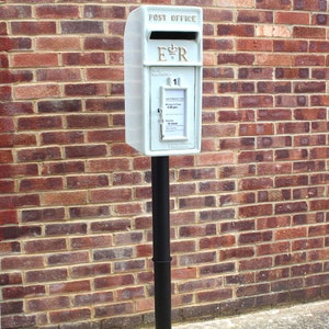 Royal Mail ER Cast Iron Post Box Red, Black and White Mailbox Option on Stand/Wall Mount image 9