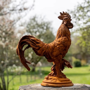 Large Cast Iron Cockerel Heavy Duty Garden Home Interior Rooster Statue