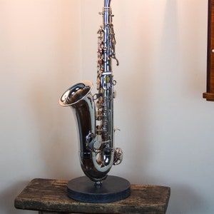 Large Saxophone Table Lamp with Black Shade image 6