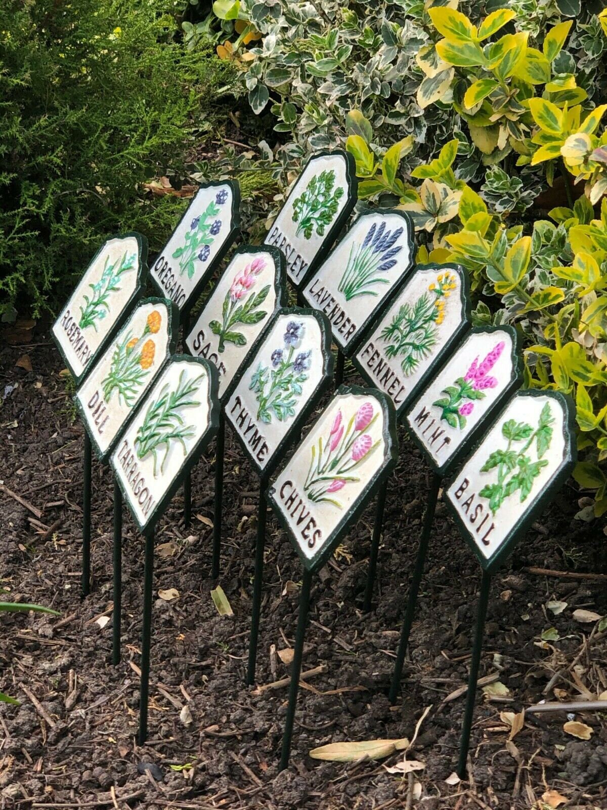 Metal Herb Markers Cast Iron Hand Painted Vegetable / Salad Etsy UK