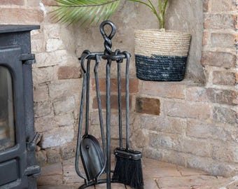 Handcrafted Twisted Hand Forged Fireside Companion Set