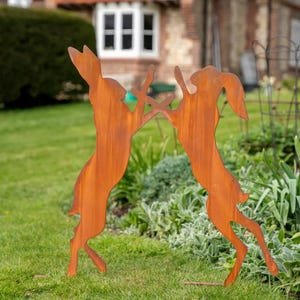 Boxing Hares Garden Sculpture Animal Art Ornament