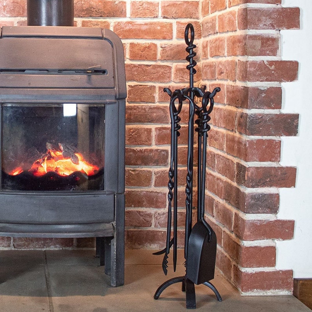 Wrought Iron Fireside 4 Piece Fireplace Companion Set - Etsy