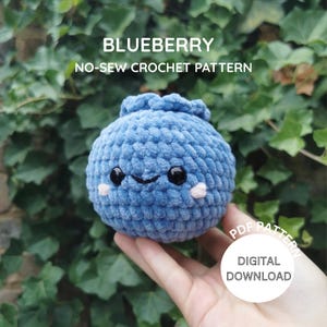 Blueberry No-Sew Crochet Pattern – Amigurumi Fruit PDF, Easy DIY Plushie, Beginner Soft Toy, Digital Download
