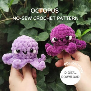 Mini Octopus Crochet Pattern – No Sew Amigurumi PDF – Easy Beginner Plushie – Instant Download