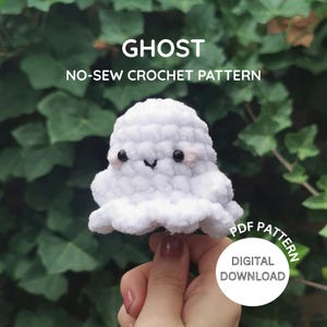 No-Sew Ghost Crochet Pattern PDF – Mini Amigurumi, Beginner Friendly Halloween Plushie, Easy DIY Ghost Toy