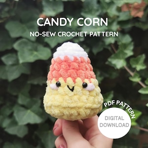 Candy Corn No Sew Häkelanleitung PDF – Anfängerfreundlich, Amigurumi, Halloween-Plüschtier, Herbstdekor DIY