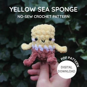 No-Sew Yellow Sea Sponge Crochet Pattern – Easy Amigurumi Plush PDF, Beginner-Friendly Ocean Animal Toy