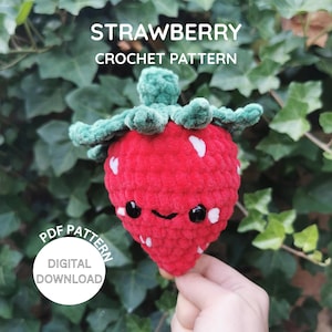 Strawberry Crochet Pattern – Kawaii Fruit Plushie PDF, Cute Strawberry Toy, Easy Crochet Pattern, Digital Download for Beginners