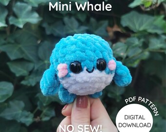Mini Whale Crochet Pattern – No Sew Amigurumi, Beginner Friendly PDF