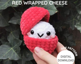 Red Wrapped Cheese Amigurumi Crochet Pattern | Cute Mini Cheese Softie PDF
