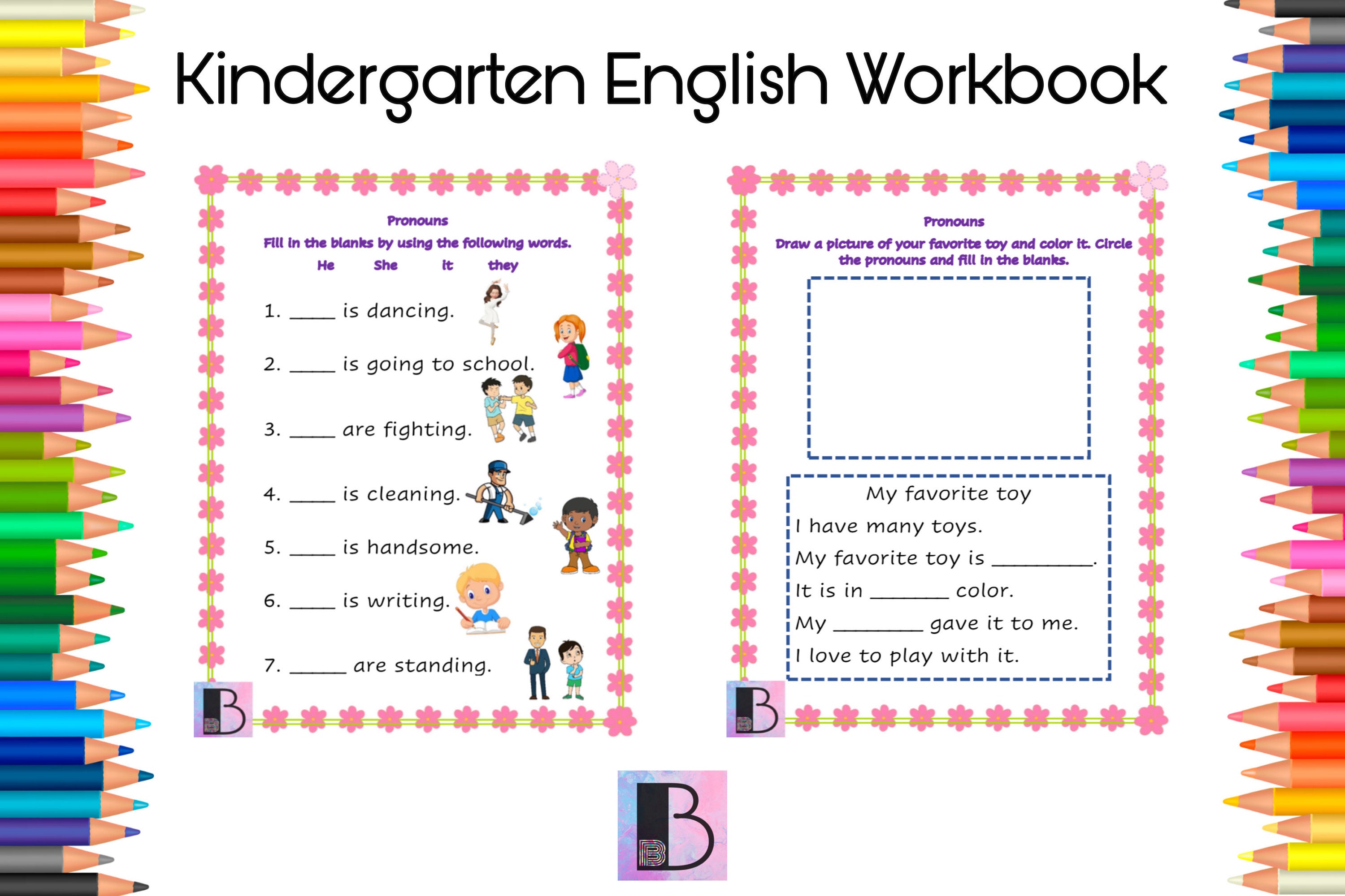 Kindergarten Worksheets Preschool English Early Years | Etsy