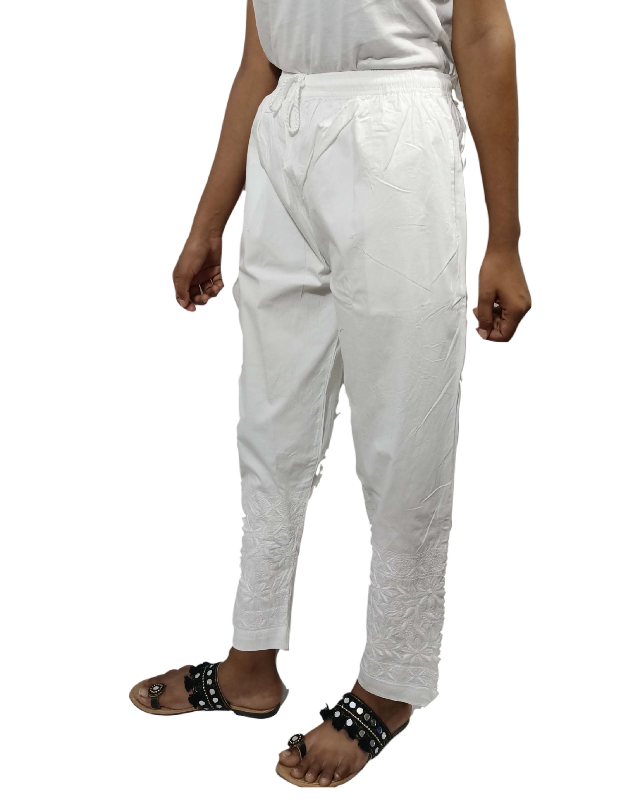 White shop chikankari pants