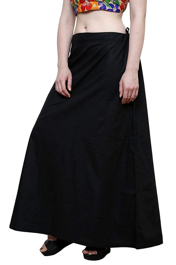 Black Petticoat for Women, Cotton Straight Shapewear for Saree, Ready to  Wear Petticoat for Saree Under Dress 