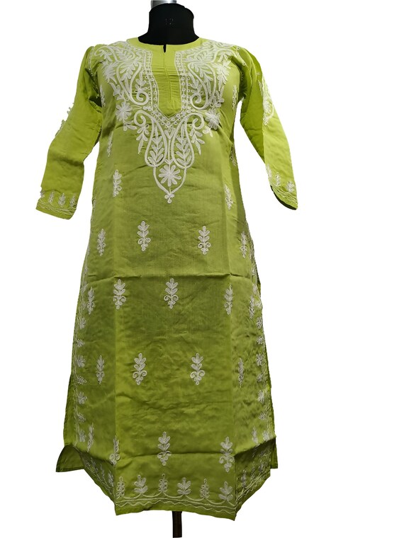 Beautiful Green Color Women Long Tops Shirt Summer Indian Clothes