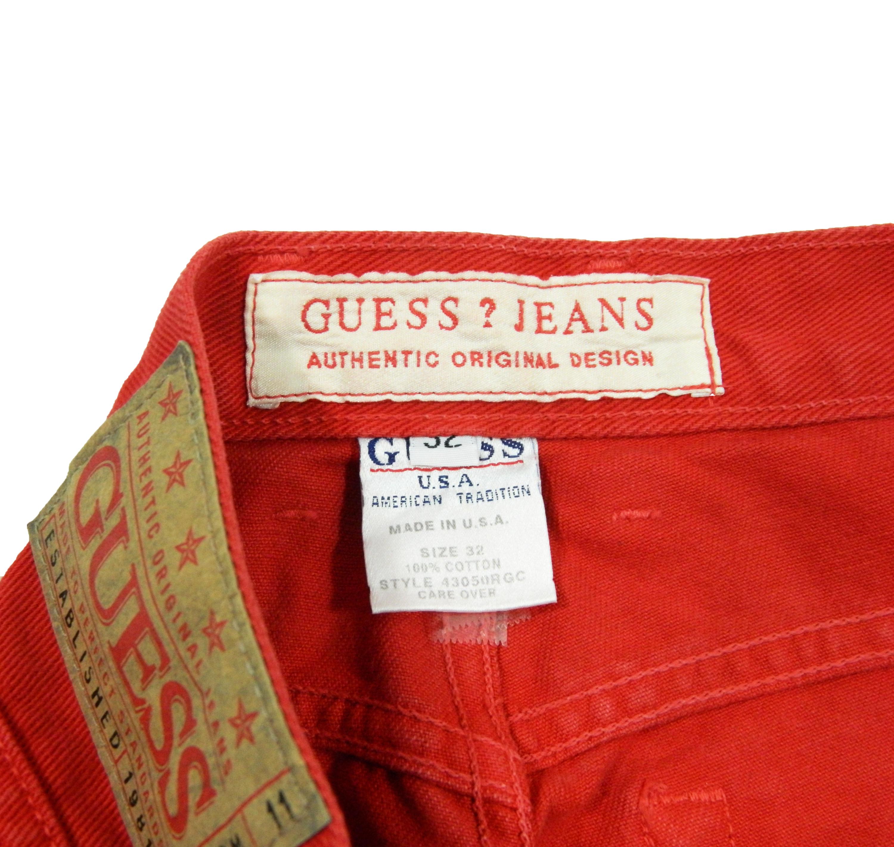 Women's GUESS High Rise Red Denim Jeans Tag 32 Measured Size 30x30