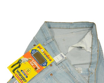 Men's NWT Wrangler Pro Rodeo Cowboy Cut 13 MWZ Premium Denim Blue Jeans Tag 42x30 measured Size 42x30 Made in Mexico 1990's