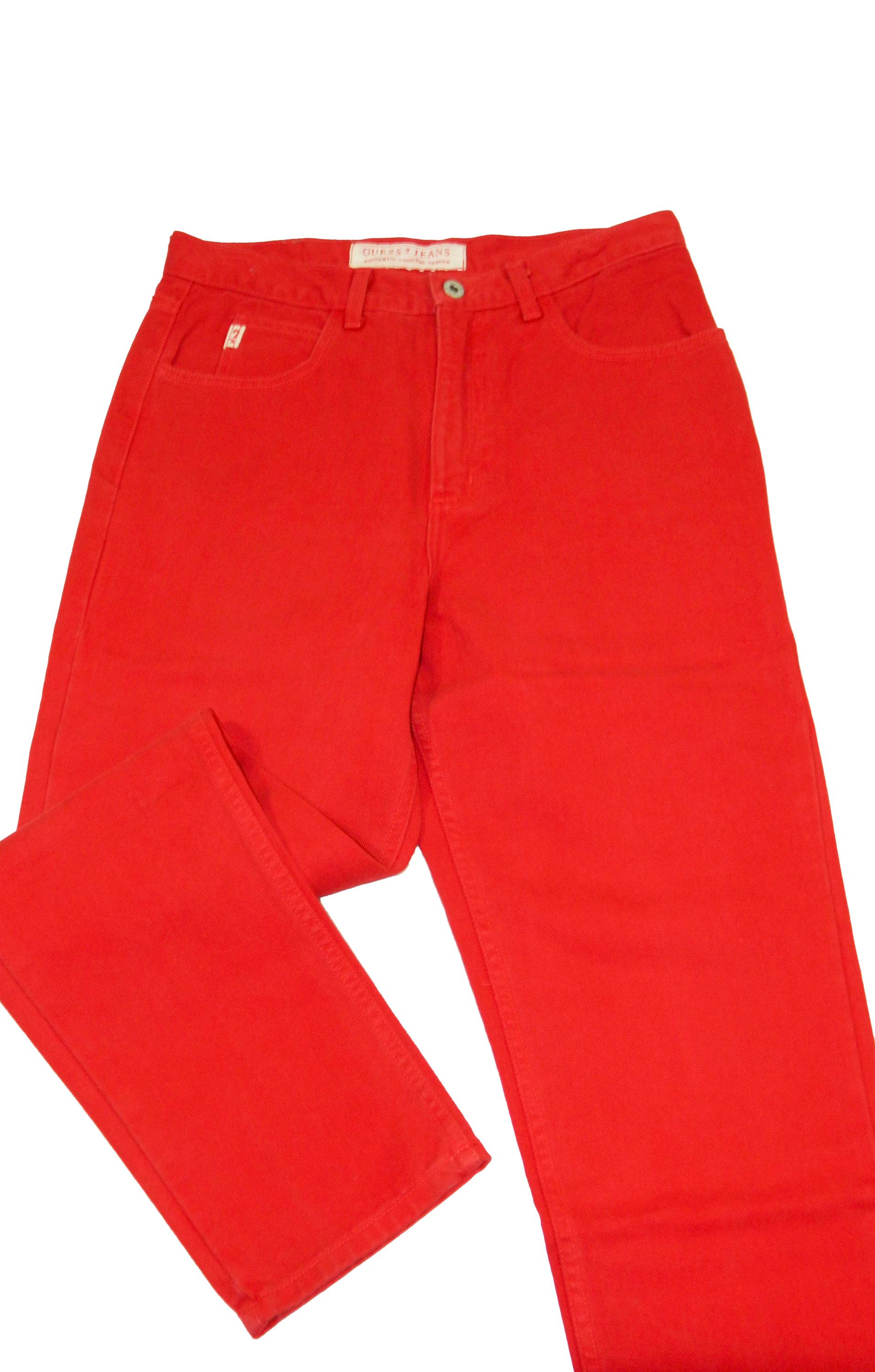Women's GUESS High Rise Red Denim Jeans Tag 32 Measured Size 30x30