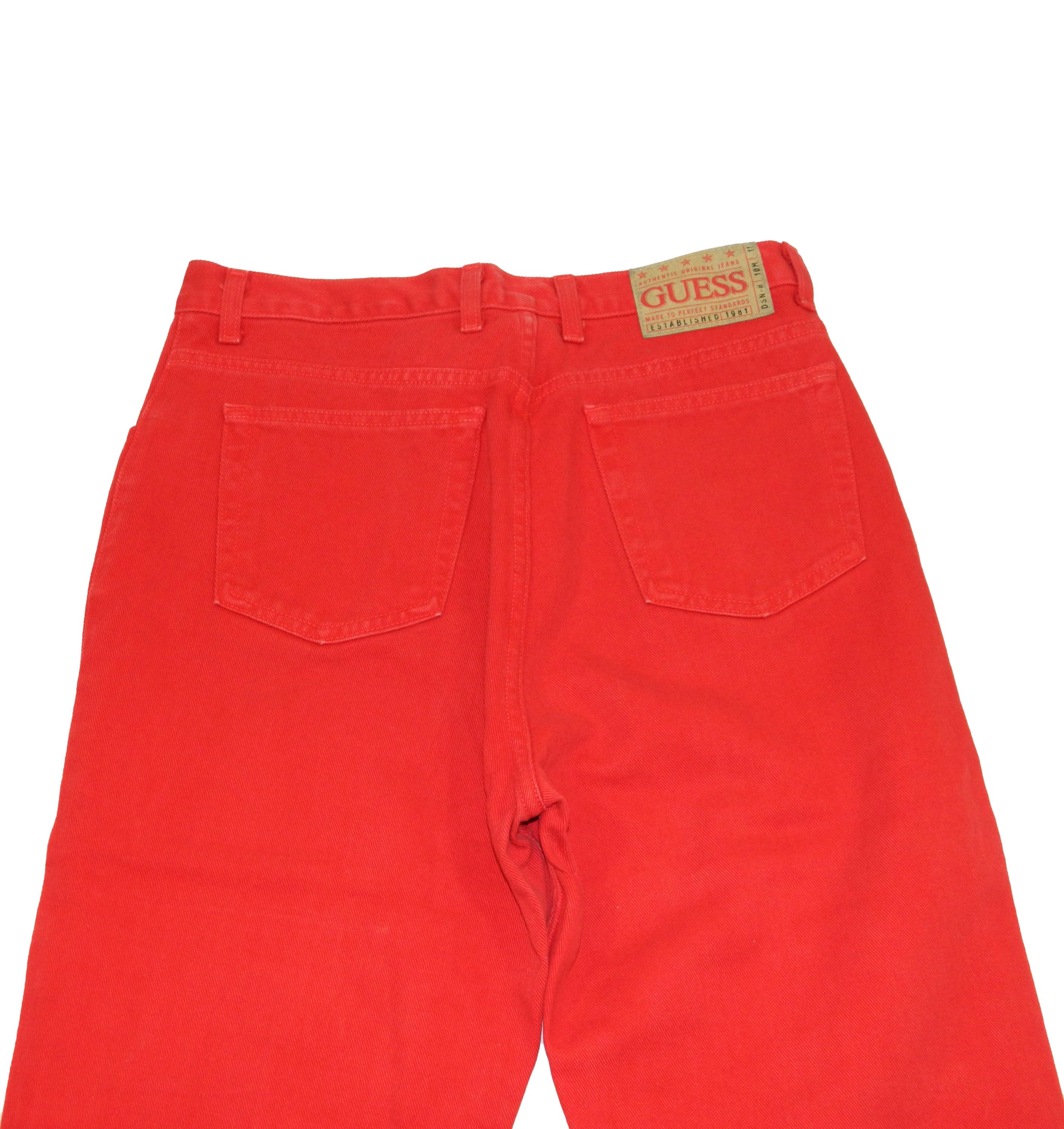 Women's GUESS High Rise Red Denim Jeans Tag 32 Measured Size 30x30