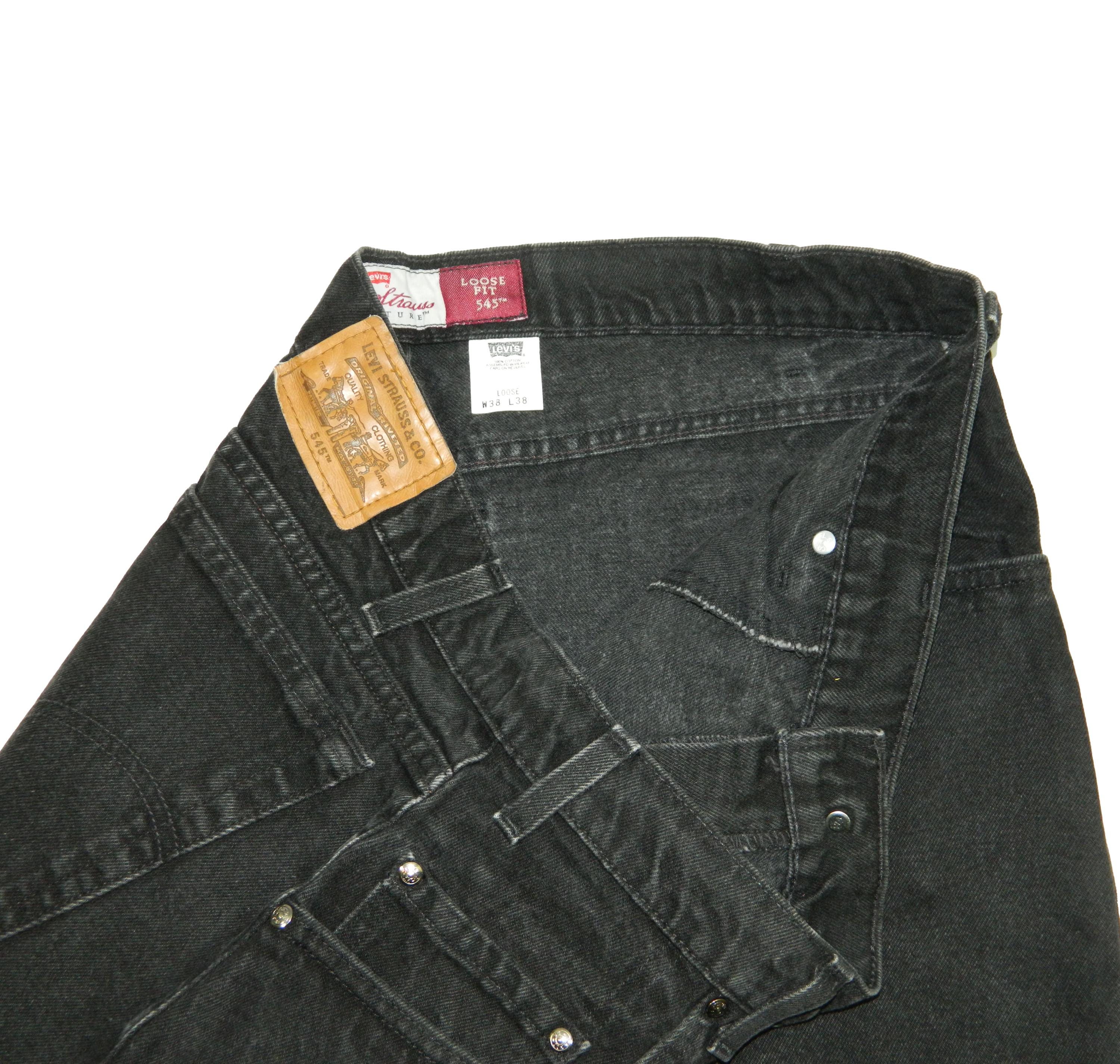 Levi's 545 LOOSE Denim Black Jeans Tag Size 38x38 Measured Size