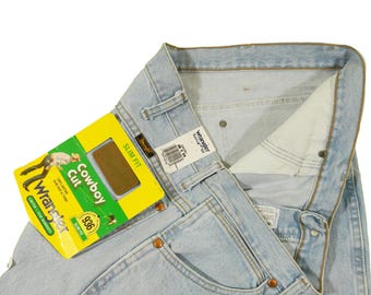 Men's Wrangler Cowboy Cut 936 Slim Fit Premium Denim Blue Jeans Tag 38x34 measured Size 37x34 RARE New with Tags intact
