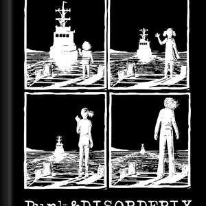 May include: Black and white comic book illustration of a girl waving at a ship in the distance. The text "Punk & Disorderly" and "The Peyton Sawyer Diaries" is printed below the image.