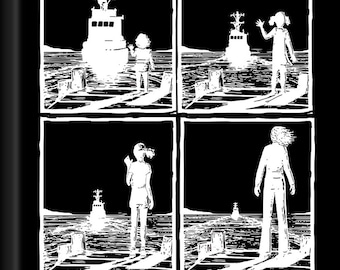 Op de afbeelding: Zwart-witte stripboekillustratie van een meisje dat naar een schip in de verte zwaait. De tekst "Punk & Disorderly" en "The Peyton Sawyer Diaries" staat onder de afbeelding.