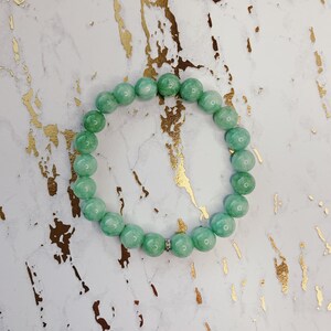 Mint Quartz and silver rhinestone accent stretch bracelet