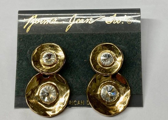 original, double, drop gold finish, pierced earri… - image 1