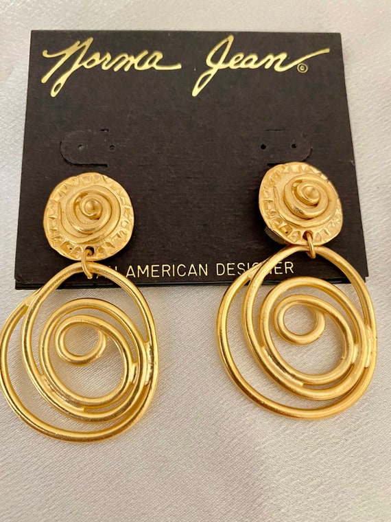 Vintage pierced matte gold earrings. Made in the … - image 2