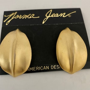 clip Vintage contemporary leaf  matte gold earring Designed by Norma Jean  Made in USA