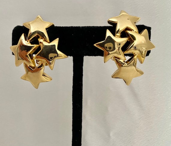 Norma Jean Designs Vintage clip gold star earring… - image 1